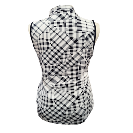 Tail White Label  Black & White Asymetrical Plaid Sleeveless Polo Size L - 0