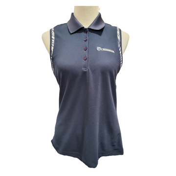 Greg Norman Navy Sleeveless Polo w/ Zebra Trim & Logo Size M