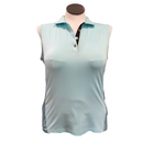Kate Lord Light Aqua Sleeveless Polo w/ Stripes Size L-1