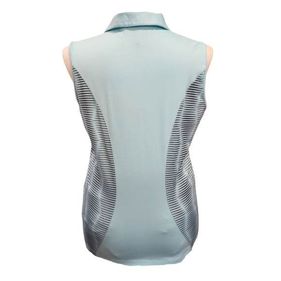 Kate Lord Light Aqua Sleeveless Polo w/ Stripes Size L