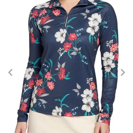 Lady Hagen Navy Floral Long Sleeve Golf Top MSP$70
