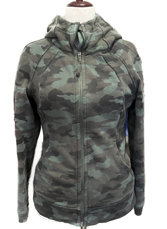 Lululemon Olive Camo Scuba Zip Hoodie Size 10 MSP$118