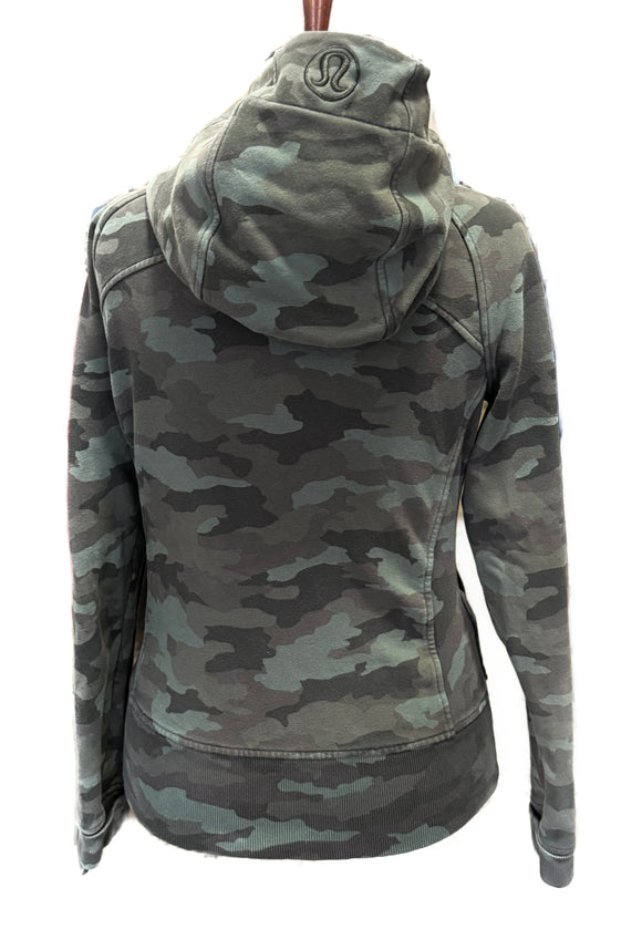 Lululemon Olive Camo Scuba Zip Hoodie Size 10 MSP$118