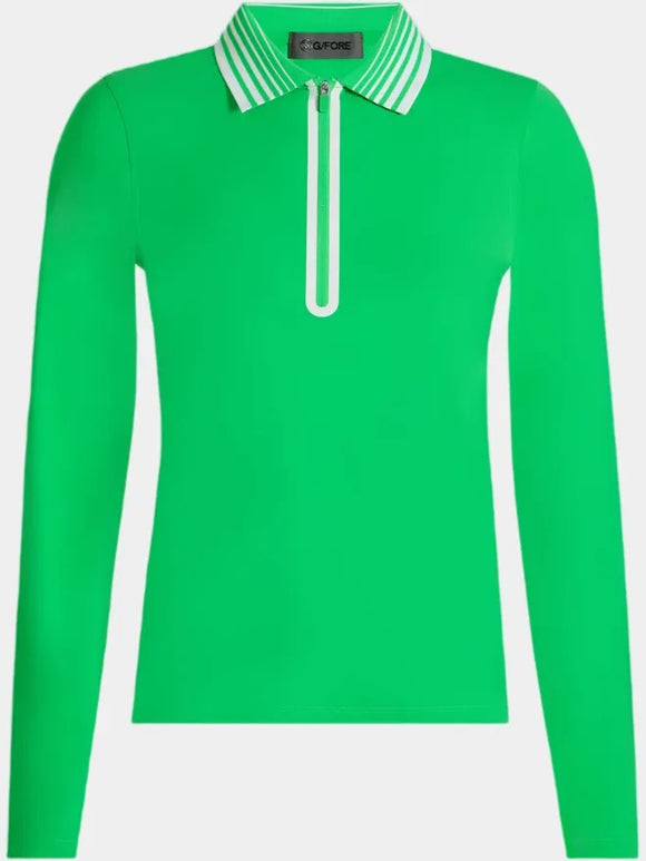 New G/Fore Women's Silky Tech Long Sleeve Quarter Zip Polo w/ Logo MSP$120