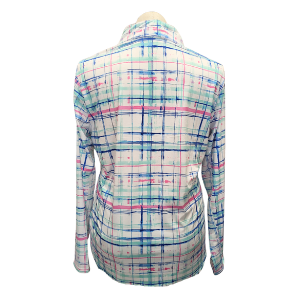 San Soleil Pastel Plaid Long Sleeve Sun Shirt Size XL MSP$110