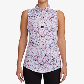 New Bad Birdie Women's Paint Splatter 3 Sleeveless Polo Size L MSP$78