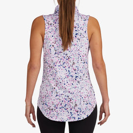 New Bad Birdie Women's Paint Splatter 3 Sleeveless Polo Size L MSP$78 - 0