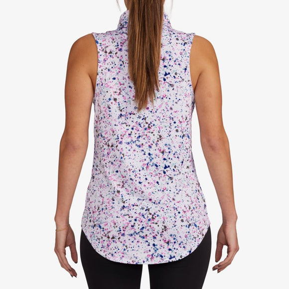 New Bad Birdie Women's Paint Splatter 3 Sleeveless Polo Size L MSP$78