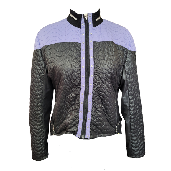 Jamie Sadock Lavender & Black Quilted Full Zip Jacket Size M