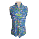 Katherine Way Blue Golfer Print Sleeveless Golf Top Size S MSP$128-1