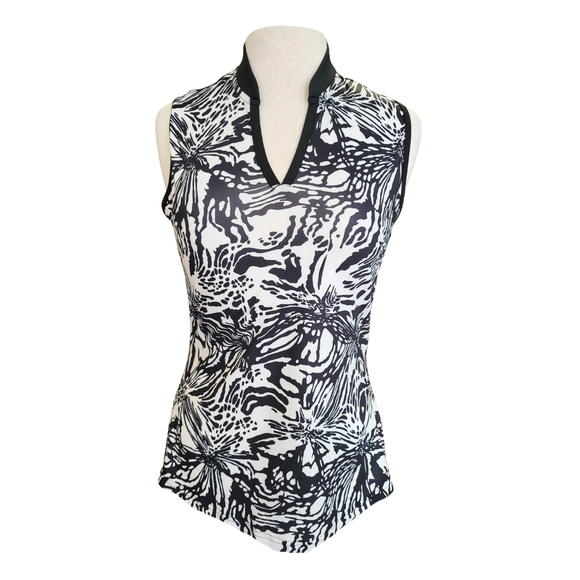 Adidas Women's Black & White Floral Sleeveless Golf Top Size S