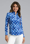 New Ibkul American Dream Zip Mock Sun Shirt-1