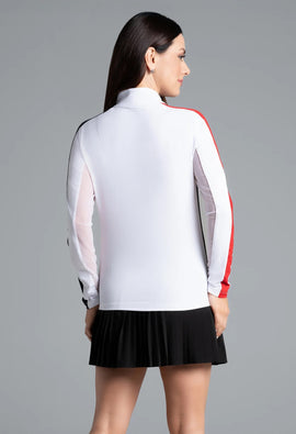 New Ibkul Women's Color Block Long Sleeve Zip Mock Sun Shirt - 0