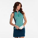 New EP NY Sleeveless Stripe Racer Back Zip Mock - Bay Multi Size M-1