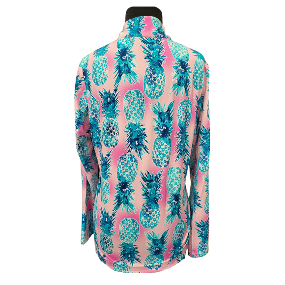 G Lifestyle Pink & Blue Pineapple Print Sun Shirt Size M