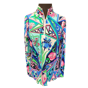 G Lifestyle Pop Art Graphic Floral Sun Shirt Size M