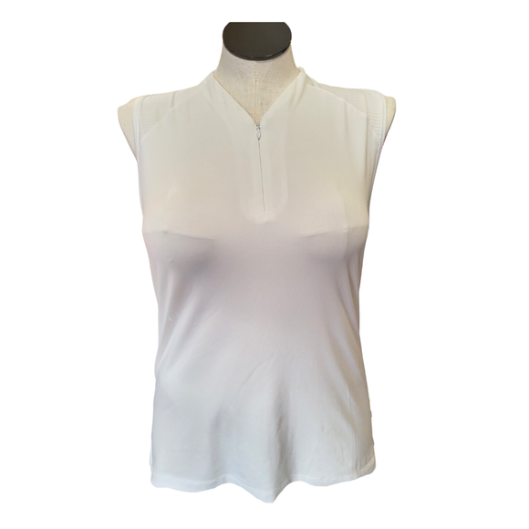 Lady Hagen White 1/4 Hidden Zip Sleeveless Top Size L