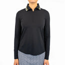 New Belyn Key Penny Long Sleeve Golf Top - Onyx/Lemon Size S MSP$136-1
