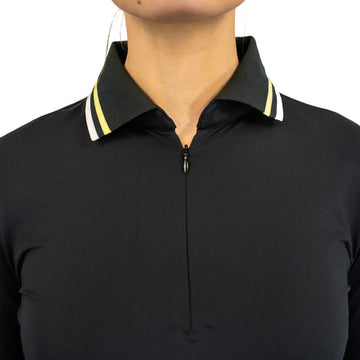 New Belyn Key Penny Long Sleeve Golf Top - Onyx/Lemon Size S MSP$136 - 0