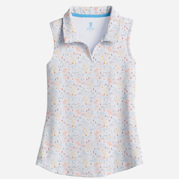 New Scales Gear White Lighthouse Point Sleeveless Polo Size S MSP$80