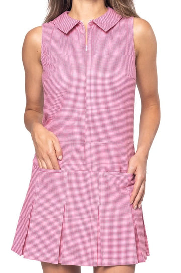 New Golftini Pink Plaid Timeless Pleated Golf Dress Size S MSP$198