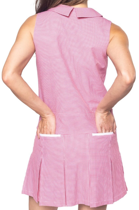 New Golftini Pink Plaid Timeless Pleated Golf Dress Size S MSP$198