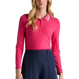 New G/Fore Contrast Collar Ribbed Tech Nylon Long Sleeve Polo w/ Logo Size L MSP$130