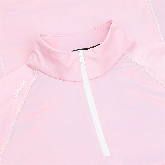 New Ralph Lauren RLX Pink Stretch Jersey 1/4 Zip Pullover Size L MSP$128