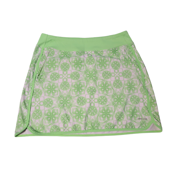 Annika by Cutter & Buck Lime & White Aztec Print Golf Score Size L MSP$100