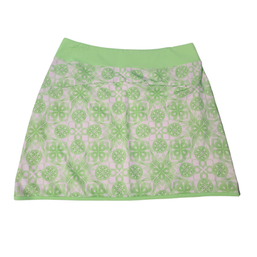 Annika by Cutter & Buck Lime & White Aztec Print Golf Score Size L MSP$100 - 0