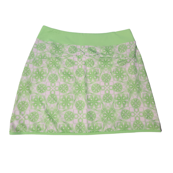 Annika by Cutter & Buck Lime & White Aztec Print Golf Score Size L MSP$100