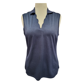 Walter Hagen Navy Sleeveless Polo w/ Scalloped Collar Size L