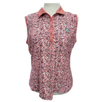 New Ahead Performance Coral Speckled Sleeveless Polo w/ Logo