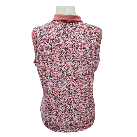 New Ahead Performance Coral Speckled Sleeveless Polo w/ Logo