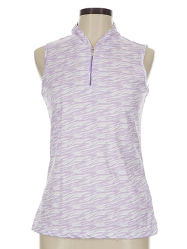 Greg Norman Women's Lavender Print Sleeveless Golf Polo Size M MSP$79