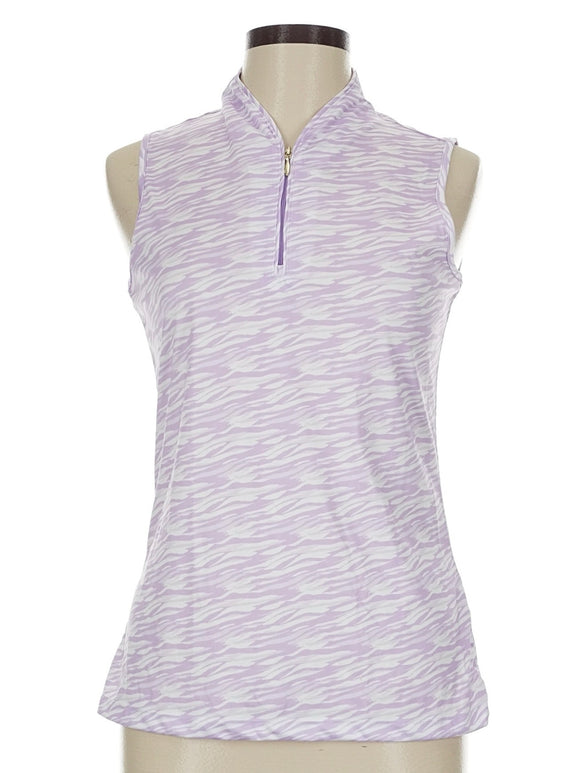 Greg Norman Women's Lavender Print Sleeveless Golf Polo Size M MSP$79
