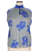 GGBlue Floral over Check Sleeveless Golf Top Size XL-1