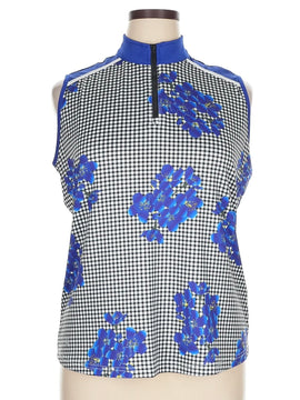 GGBlue Floral over Check Sleeveless Golf Top Size XL