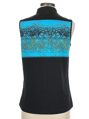 Jamie Sadock Black & Turquoise Print Sleeveless Golf Top Size M - 0