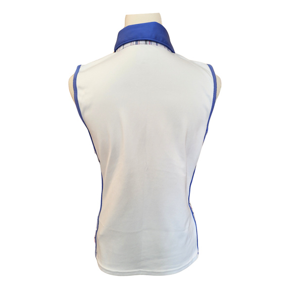 Izod Golf White Sleeveless Polo w/ Blue & Pink Plaid Accents Size M