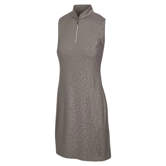 New Greg Norman Gardenia Sleeveless Short Sleeve Golf Zip Dress - Graphite Size XL