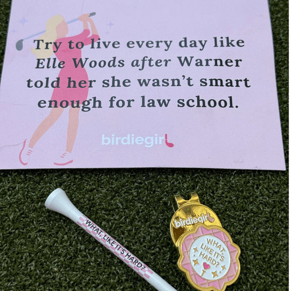 New Birdie Girl "What Like It's Hard" Ball Marker & Hat Clip