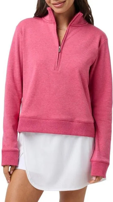 New TravisMathew Women's Cloud Half Zip -Persian Red Size S
