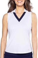 New Golftini White Say Yes Sleeveless Sport Polo MSP$108-1