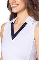 New Golftini White Say Yes Sleeveless Sport Polo MSP$108-2
