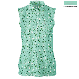 Swing Juice Golf Splatter Women's Sleeveless Polo - Mint Size XXL