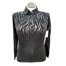 Daily Sport Black Tiger Stripe Partial Sheer Pullover Size L-1