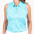 New TJ Sport MIami Blue Ghost Hibiscus Sleeveless Golf Shirt MSP$80-1