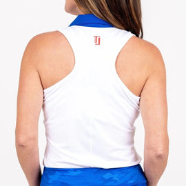 New TJ Sport Women's Racerback Golf Shirt White/Royal MSP$82 - 0