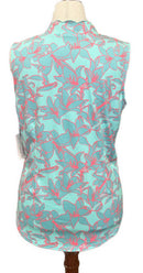 New Jofit Aqua & Teal Floral Sleeveless Golf Top Size XL MSP$98-2